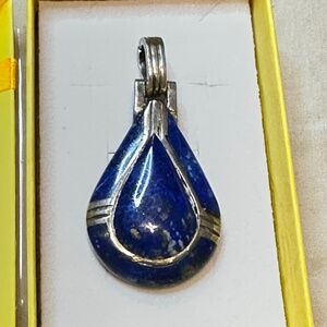 950 Mexican Sterling Silver. Lapis lazuli pendant enhancer bail. Genuine stone.